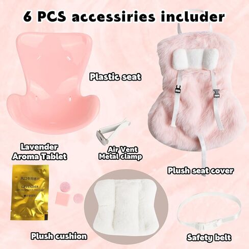 Doll Car Seat with Soft Furry Cushion for 10-17cm Dolls, Clips onto Car Air Vent, Cute Doll Chair for Desktop Display, Fashionable Car Decoration Accessories (Pink) in Saudi Arabia