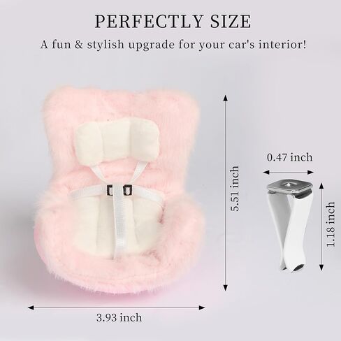 Doll Car Seat with Soft Furry Cushion for 10-17cm Dolls, Clips onto Car Air Vent, Cute Doll Chair for Desktop Display, Fashionable Car Decoration Accessories (Pink) in Saudi Arabia