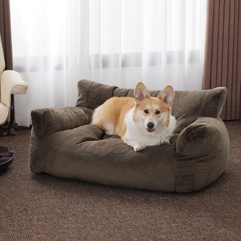Lovupet Dog Couch لسلالة متوسطة صغيرة ، سرير أريكة الكلب كامل الإسفنج ، لا حاجة التجميع ، PS581 (رمادي محايد) in Saudi Arabia