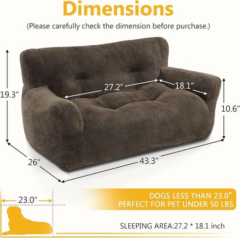 Lovupet Dog Couch لسلالة متوسطة صغيرة ، سرير أريكة الكلب كامل الإسفنج ، لا حاجة التجميع ، PS581 (رمادي محايد) in Saudi Arabia