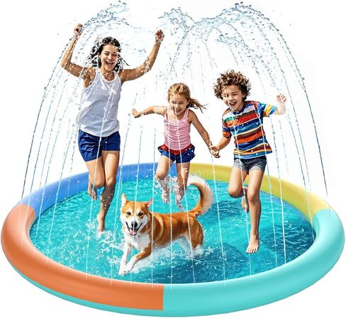 Non-Slip Splash Pad 67" Extra Large Sprinkler for Kids & Dogs Outdoor Inflatable Water Toys for Water Pad Back Yard Water Play for Pet Dog in Saudi Arabia