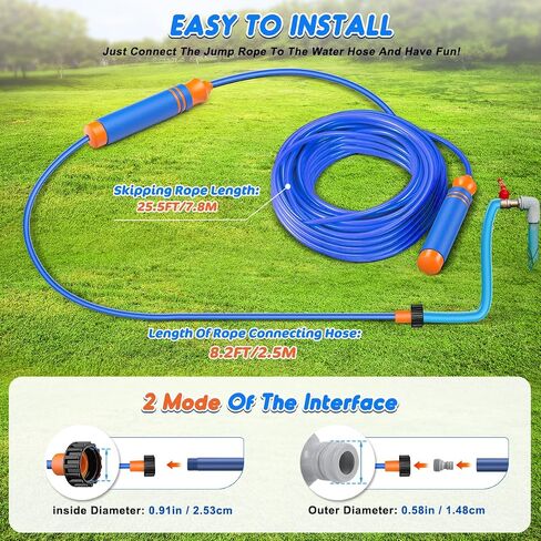 Vatos 2-in-1 Sprinkler Outdoor Yard Toy for Kids ، 25.5 قدم قفز الحبل ألعاب الرش 12 ، خارج لعبة Sprinkler Skipping Rope Team للبناء الخلفي ، الشاطئ ، Park & ​​Summer Party Party Party in Saudi Arabia