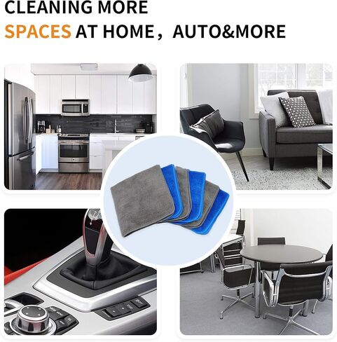 Microfiber Cleaning Towels, Set of 24, for House, Office & Auto, Dark Grey & Dark Blue (16" x 16") in Saudi Arabia