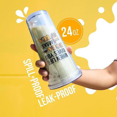 بوبا القابلة لإعادة الاستخدام Tumbler & Straw مجموعة مع القش الفولاذ المقاوم للصدأ - أكواب الشاي الفقاعية القابلة لإعادة الاستخدام - تشمل حاملة كوب ، وأكمام وبوبا - هدية لعشاق بوبا وعشاق الشاي 2 عبوة in Saudi Arabia