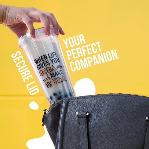 بوبا القابلة لإعادة الاستخدام Tumbler & Straw مجموعة مع القش الفولاذ المقاوم للصدأ - أكواب الشاي الفقاعية القابلة لإعادة الاستخدام - تشمل حاملة كوب ، وأكمام وبوبا - هدية لعشاق بوبا وعشاق الشاي 2 عبوة in Saudi Arabia