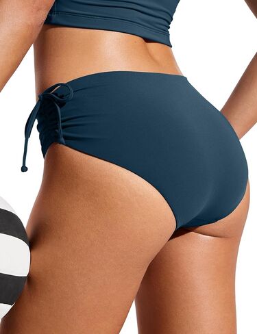 CRZ YOGA Womens Bikini Bottoms Full Coverage Bathing Swimsuit Bottom Adjustable Ruched Side Tie Swim Briefs High Visibility Yellow Small in Saudi Arabia