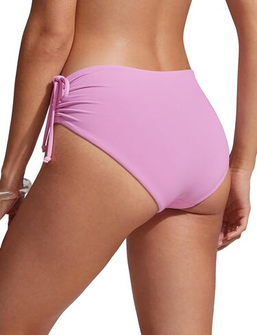 CRZ YOGA Womens Bikini Bottoms Full Coverage Bathing Swimsuit Bottom Adjustable Ruched Side Tie Swim Briefs High Visibility Yellow Small in Saudi Arabia