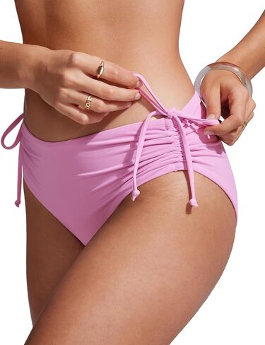 CRZ YOGA Womens Bikini Bottoms Full Coverage Bathing Swimsuit Bottom Adjustable Ruched Side Tie Swim Briefs High Visibility Yellow Small in Saudi Arabia