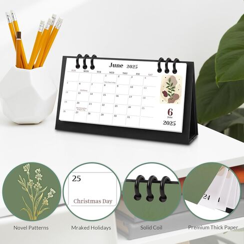 Small Desk Calendar 2024-2025, 6.8" x 3.7", 2025 Desk Calendar - Runs From Sep. 2024 Until Dec. 2025, 16 Months Mini Desktop Calendar for School, Home and Office Supplies in Kuwait