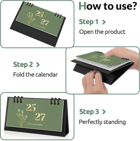Small Desk Calendar 2024-2025, 6.8" x 3.7", 2025 Desk Calendar - Runs From Sep. 2024 Until Dec. 2025, 16 Months Mini Desktop Calendar for School, Home and Office Supplies in Kuwait