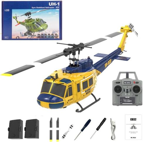 1/48 RC Helicopter للبالغين ، RC ERA C032 UH-1 Huey 2.4g 6ch طائرة التحكم عن بُعد Gyros مع تعليق الارتفاع والتدفق البصري ، والإقلاع/الهبوط على مفتاح واحد in Kuwait