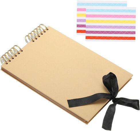 ألبومات صور Scrapbook Patikil ، 8x12 بوصة 80 صفحات Hardcover Scrapbooking Book DIY الألبوم مستلزمات مجموعة مع شريط ملصق للهدية مجلة دفتر الذاكرة ذكرى الزفاف ، Khaki ، 1 PCS in Saudi Arabia