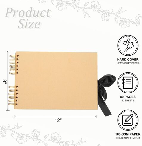 ألبومات صور Scrapbook Patikil ، 8x12 بوصة 80 صفحات Hardcover Scrapbooking Book DIY الألبوم مستلزمات مجموعة مع شريط ملصق للهدية مجلة دفتر الذاكرة ذكرى الزفاف ، Khaki ، 1 PCS in Saudi Arabia