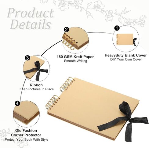 ألبومات صور Scrapbook Patikil ، 8x12 بوصة 80 صفحات Hardcover Scrapbooking Book DIY الألبوم مستلزمات مجموعة مع شريط ملصق للهدية مجلة دفتر الذاكرة ذكرى الزفاف ، Khaki ، 1 PCS in Saudi Arabia
