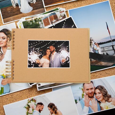 ألبومات صور Scrapbook Patikil ، 8x12 بوصة 80 صفحات Hardcover Scrapbooking Book DIY الألبوم مستلزمات مجموعة مع شريط ملصق للهدية مجلة دفتر الذاكرة ذكرى الزفاف ، Khaki ، 1 PCS in Saudi Arabia