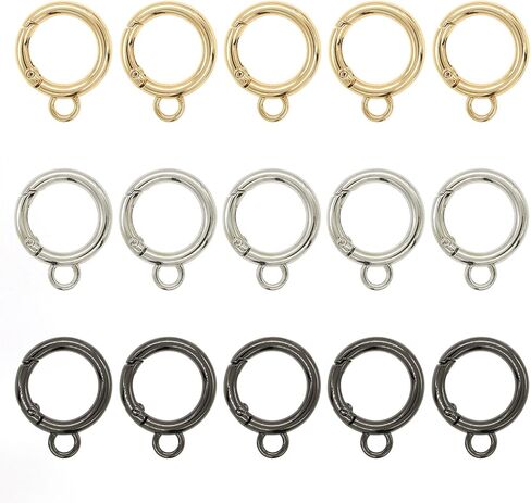 15 Pieces Spring Snap Clips Round Clip, 3 Colors O Rings Hook Clip for DIY Key Chains Making, Purse (16mm) in Saudi Arabia