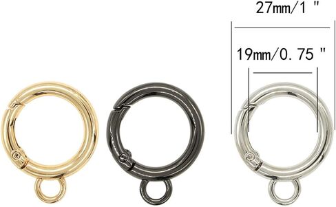 15 Pieces Spring Snap Clips Round Clip, 3 Colors O Rings Hook Clip for DIY Key Chains Making, Purse (16mm) in Saudi Arabia
