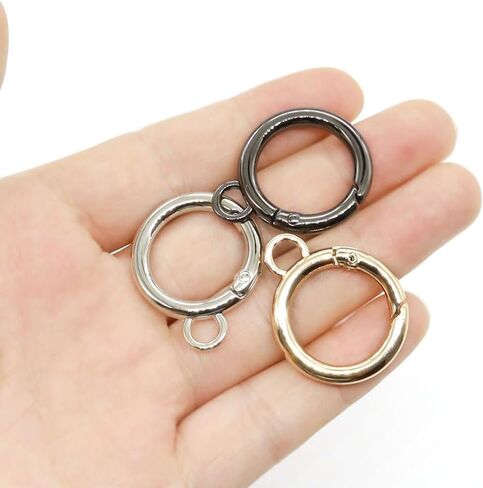 15 Pieces Spring Snap Clips Round Clip, 3 Colors O Rings Hook Clip for DIY Key Chains Making, Purse (16mm) in Saudi Arabia