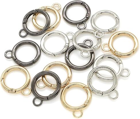 15 Pieces Spring Snap Clips Round Clip, 3 Colors O Rings Hook Clip for DIY Key Chains Making, Purse (16mm) in Saudi Arabia