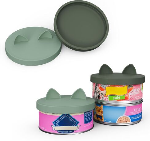 OHMO 2 Pack Pet Food Can Lids, (3.3 in / 85mm) Silicone Pet Food Can Lids Covers for 5.5 oz Cat and Dog Food Cans, Camo&Light Green in Kuwait