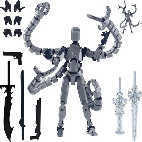 Already Assembled T13 Action Figure Accessories,T13 Multi-Jointed Movable,for Collectors Desktop Decorations t-13 Movability 3D Printed Toys (Gray) in Saudi Arabia