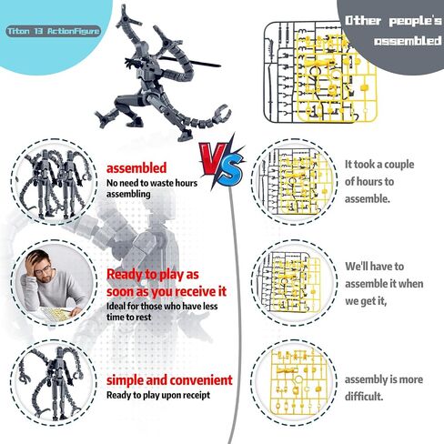Already Assembled T13 Action Figure Accessories,T13 Multi-Jointed Movable,for Collectors Desktop Decorations t-13 Movability 3D Printed Toys (Gray) in Saudi Arabia