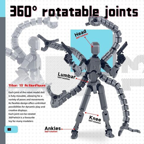 Already Assembled T13 Action Figure Accessories,T13 Multi-Jointed Movable,for Collectors Desktop Decorations t-13 Movability 3D Printed Toys (Gray) in Saudi Arabia