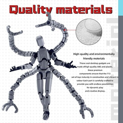 Already Assembled T13 Action Figure Accessories,T13 Multi-Jointed Movable,for Collectors Desktop Decorations t-13 Movability 3D Printed Toys (Gray) in Saudi Arabia