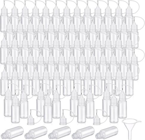 100 Pcs 0.34oz Narrow Tip Applicator Bottle Mini Needle Tip Glue Bottle Applicator Precision Translucent Glue for Alcohol Ink DIY Quilling Acrylic Painting in Saudi Arabia