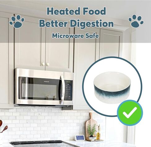 YOBRO Elegant Dog Bowls Set for Medium Dogs, Beautiful Ceramic Stone Alike Style, Pet Bowl Set with Wooden Stand, Non-Slip, Modern Food or Water Breeds Dishs, Gifts for Dog Owners, Green in Kuwait