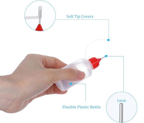 12 Pcs Needle Tip Squeeze Bottle, 30 ML Glue Bottles with 5 Mini Funnels, Precision Tip Applicator Bottles for Small Gluing Projects, Paper Quilling DIY Craft, Acrylic Ink Painting (6 Colors) in Saudi Arabia