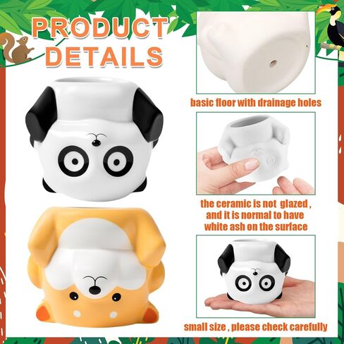 Chuangdi 6 Sets DIY Ceramic Succulent Pots Animal Ceramic to Paint Small Paint Your Own Succulent Pot Unpainted Planters with Drainage Hole Color Paints Paintbrushes Palettes for Craft(Novel Style) in Saudi Arabia