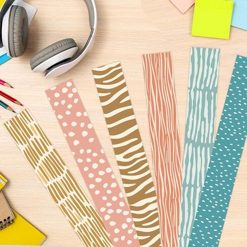 مجموعة حدود Boho Bulletin Board 216ft ، زخارف الفصول الدراسية بوهو ، زخارف ملونة متموجة ملونة من القبور المتدلية لمستلزمات مدرس المدرسة ، شارات جدار باب الفصول الدراسية ، 6 تصاميم in Kuwait