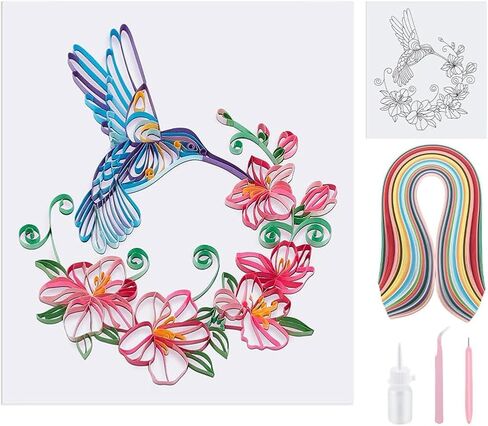 PH PandaHall Paper Quilling Kit Flower and Hummingbird Quilling Tool with 240 Paper Strip Supplier Quilling Template Board DIY Crafts Set DIY Kit for Adults Filigree Painting Kits Wall Art Decor in Saudi Arabia
