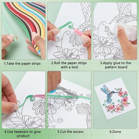 PH PandaHall Paper Quilling Kit Flower and Hummingbird Quilling Tool with 240 Paper Strip Supplier Quilling Template Board DIY Crafts Set DIY Kit for Adults Filigree Painting Kits Wall Art Decor in Saudi Arabia