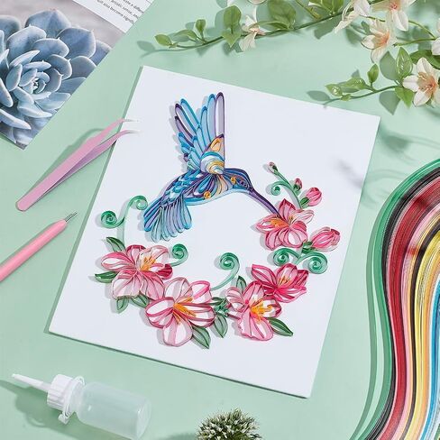 PH PandaHall Paper Quilling Kit Flower and Hummingbird Quilling Tool with 240 Paper Strip Supplier Quilling Template Board DIY Crafts Set DIY Kit for Adults Filigree Painting Kits Wall Art Decor in Saudi Arabia