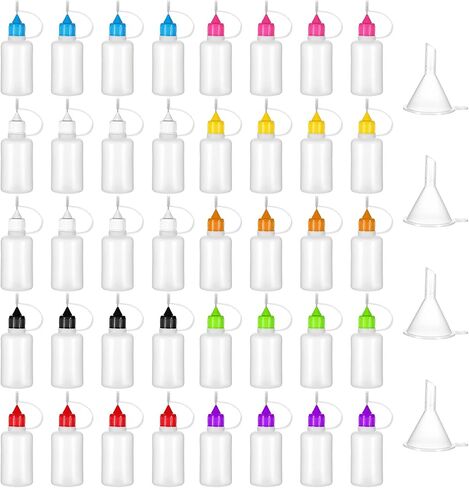 40 Pcs Glue Applicator Bottles 30ML/ 1OZ 10 Colors Precision Needle Tip Squeeze Bottle Fine Head Mini Funnel Painting Accessories for DIY Paint Paper Quilling Craft Glue Ink Liquid Acrylic Party Class in Saudi Arabia