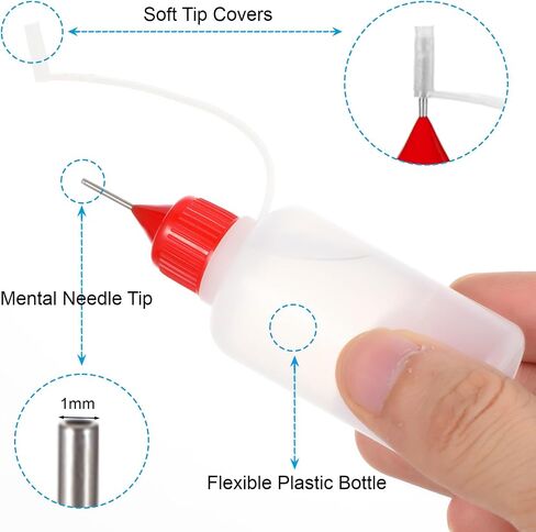 40 Pcs Glue Applicator Bottles 30ML/ 1OZ 10 Colors Precision Needle Tip Squeeze Bottle Fine Head Mini Funnel Painting Accessories for DIY Paint Paper Quilling Craft Glue Ink Liquid Acrylic Party Class in Saudi Arabia