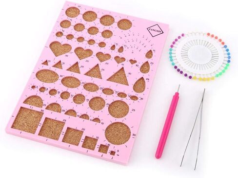 Paper Craft Quilling Tools Sets(4 Colors Optional) with Cork Quilling Template Board + Tweezer + Needles + Slotted Pen Quilling Tools(Rose Red) in Saudi Arabia