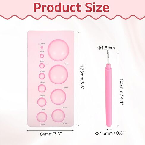 MECCANIXITY Quilling Tools 6.8x3.3 Inch, Half Ball Domes 2-Row Crimper Tools with Quilling Pen for 3D Flower Pots Crafts, Pink in Saudi Arabia