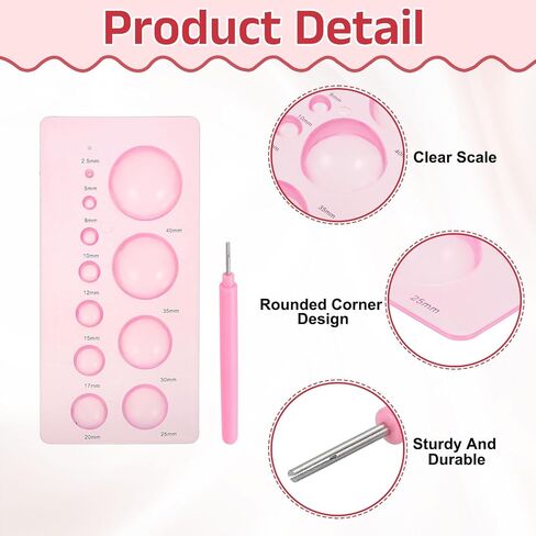MECCANIXITY Quilling Tools 6.8x3.3 Inch, Half Ball Domes 2-Row Crimper Tools with Quilling Pen for 3D Flower Pots Crafts, Pink in Saudi Arabia