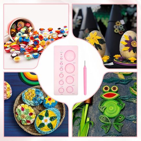 MECCANIXITY Quilling Tools 6.8x3.3 Inch, Half Ball Domes 2-Row Crimper Tools with Quilling Pen for 3D Flower Pots Crafts, Pink in Saudi Arabia