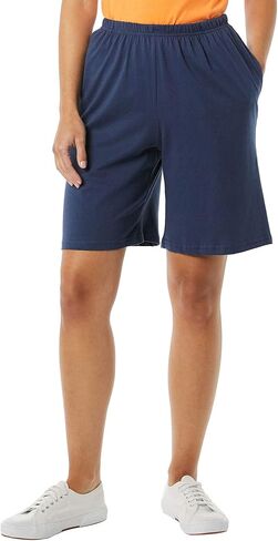 AmeriMark Women’s Shorts - Full Elastic Waist Athletic Bermuda Shorts - Ladies 100% Cotton Pull-On Golf Shorts with Pockets White 2X in Saudi Arabia