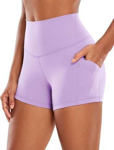 CRZ YOGA Womens Butterluxe Biker Shorts with Pockets 3 Inches - High Waisted Volleyball Workout Athletic Yoga Shorts Deep Purple X-Small in Saudi Arabia