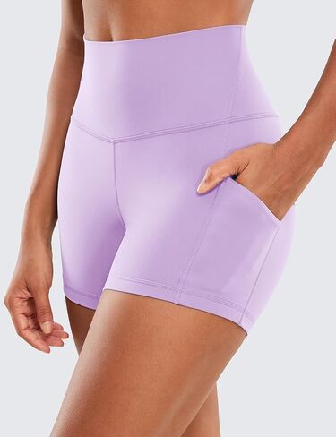 CRZ YOGA Womens Butterluxe Biker Shorts with Pockets 3 Inches - High Waisted Volleyball Workout Athletic Yoga Shorts Deep Purple X-Small in Saudi Arabia