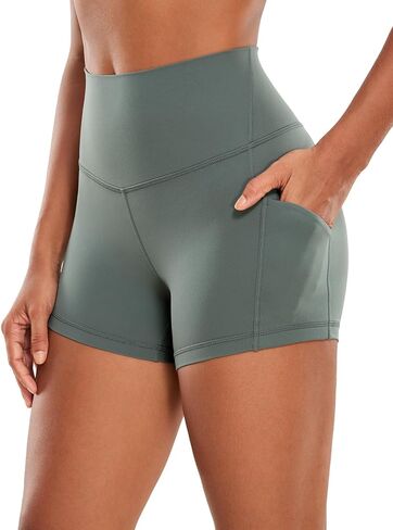 CRZ YOGA Womens Butterluxe Biker Shorts with Pockets 3 Inches - High Waisted Volleyball Workout Athletic Yoga Shorts Deep Purple X-Small in Saudi Arabia