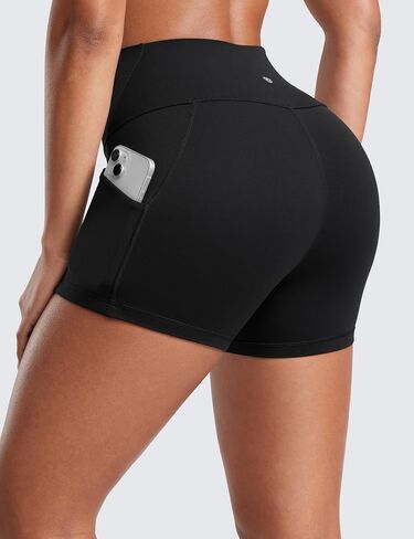 CRZ YOGA Womens Butterluxe Biker Shorts with Pockets 3 Inches - High Waisted Volleyball Workout Athletic Yoga Shorts Deep Purple X-Small in Saudi Arabia