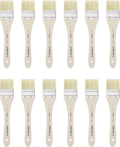 XDT#2806 Hake Artist Paint Brush 12 Piece Set #1.37in, Hog Bristle Flat Brushes for Painting, Acrylic Oil Watercolor in Saudi Arabia
