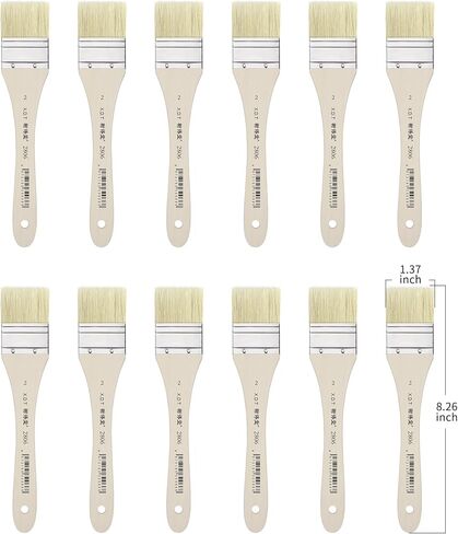 XDT#2806 Hake Artist Paint Brush 12 Piece Set #1.37in, Hog Bristle Flat Brushes for Painting, Acrylic Oil Watercolor in Saudi Arabia