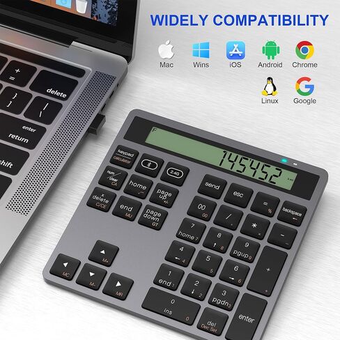 لوحة مفاتيح رقمية بلوتوث، لوحة مفاتيح لاسلكية 34 مفتاحًا لوحة أرقام خارجية للكمبيوتر المحمول والكمبيوتر اللوحي والهاتف الذكي iPad المتوافقة مع MacBook Windows Surface Pro in Kuwait